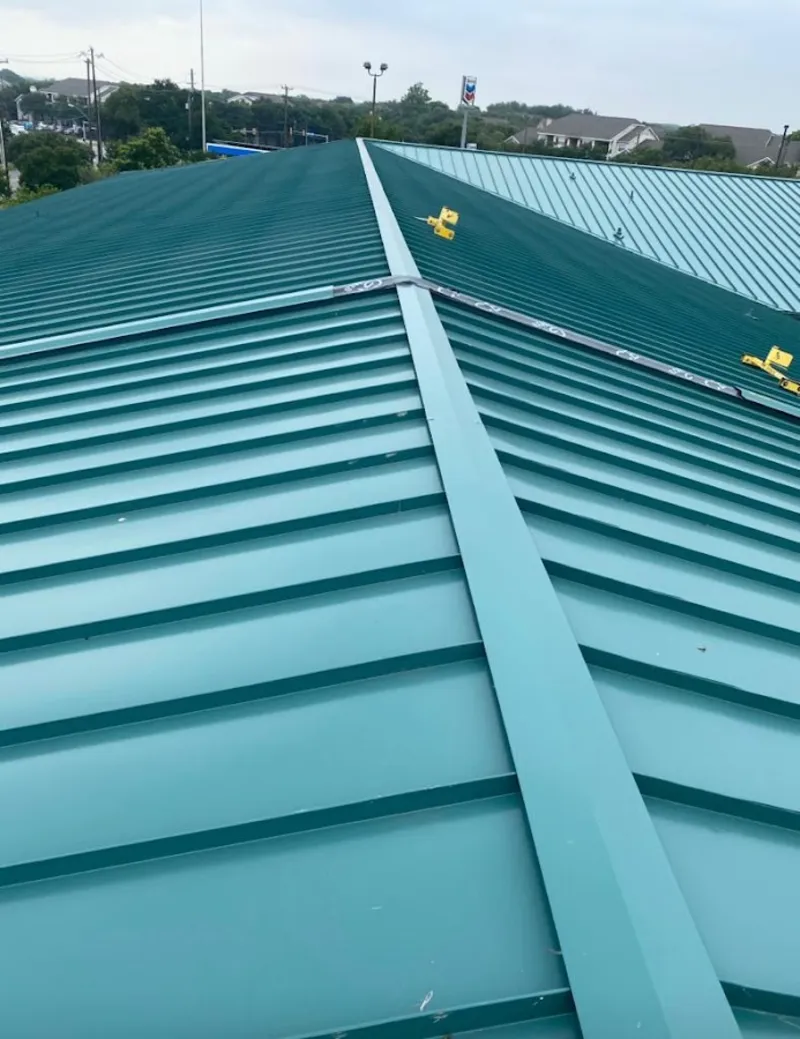 Green commercial metal roof ridge and valley for Metal Roof Repair in Waynesboro